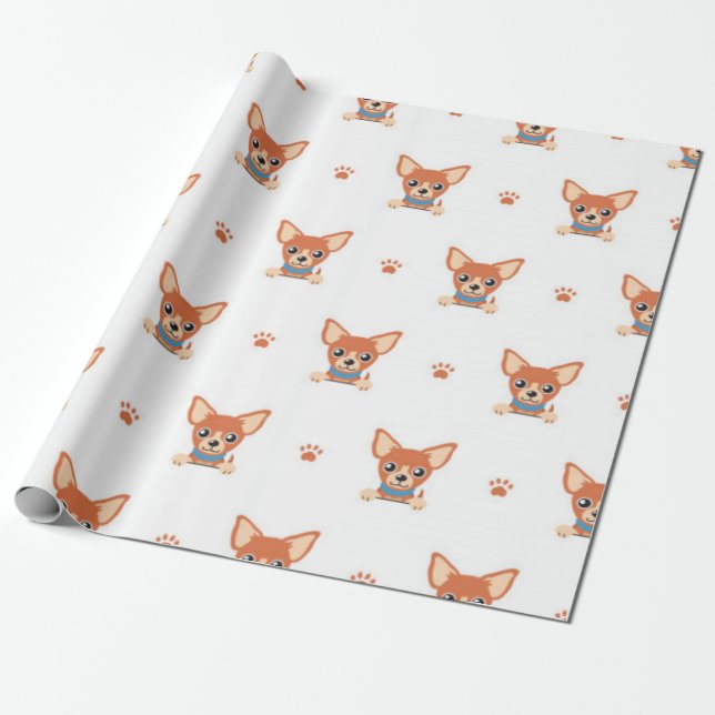 Brown Chihuahua Hund Mönster Presentpapper (Utrullad)