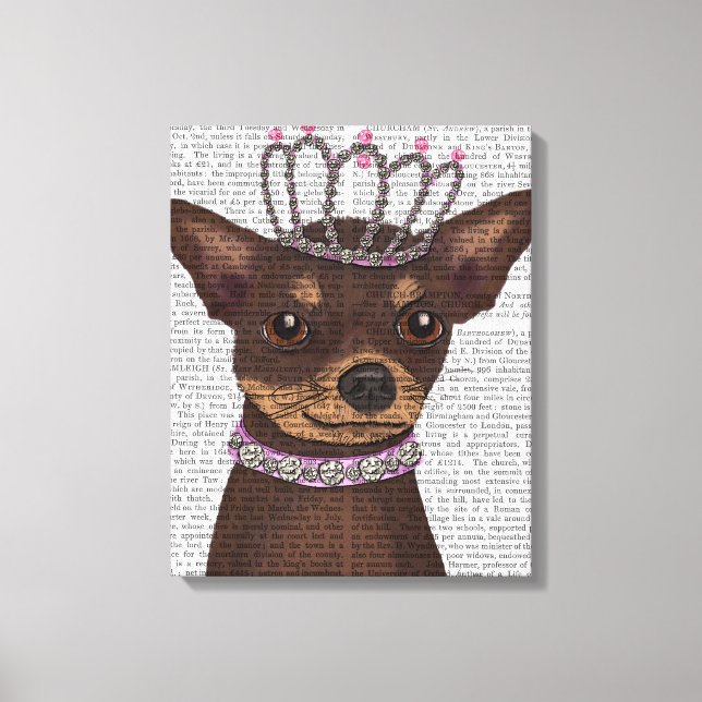 Brown Chihuahua och Tiara Canvastryck (Framsida)
