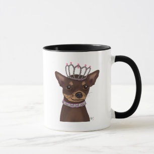 Brown Chihuahua och Tiara Mugg