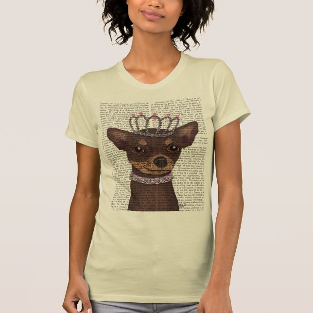 Brown Chihuahua och Tiara T-shirt (Framsida)