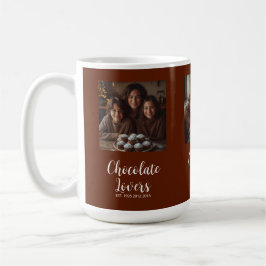 Brown Chocolate Lovers Established 3 Photo Script Kaffemugg