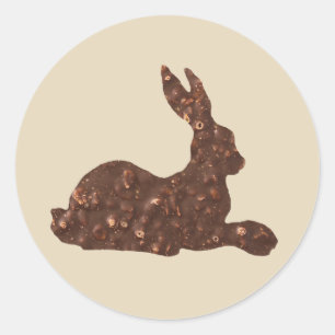 Brown Chocolate Rabbit Round Sticker,Påsk Runt Klistermärke