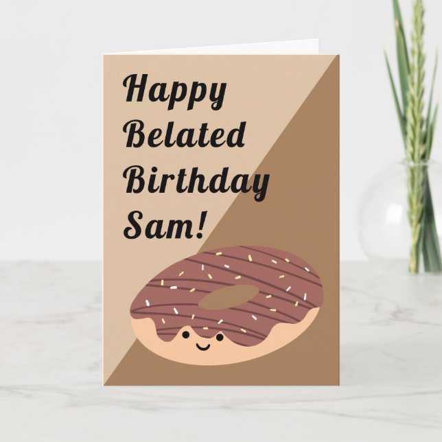 Brown Chocolate Sprinkles Doughnut | Födelsedag Kort (Framsida)