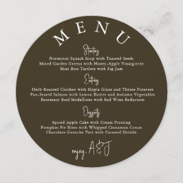 Brown Circle Modern Simple Wedding Menu Meny
