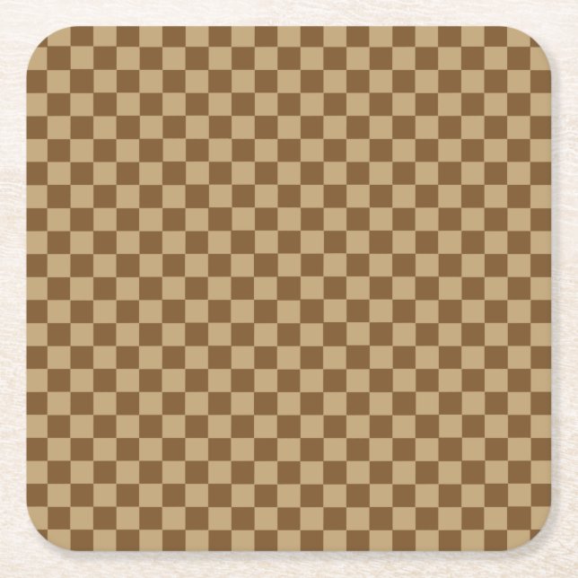 Brown Classic Checkerboard av Shirley Taylor Underlägg Papper Kvadrat (Framsidan)