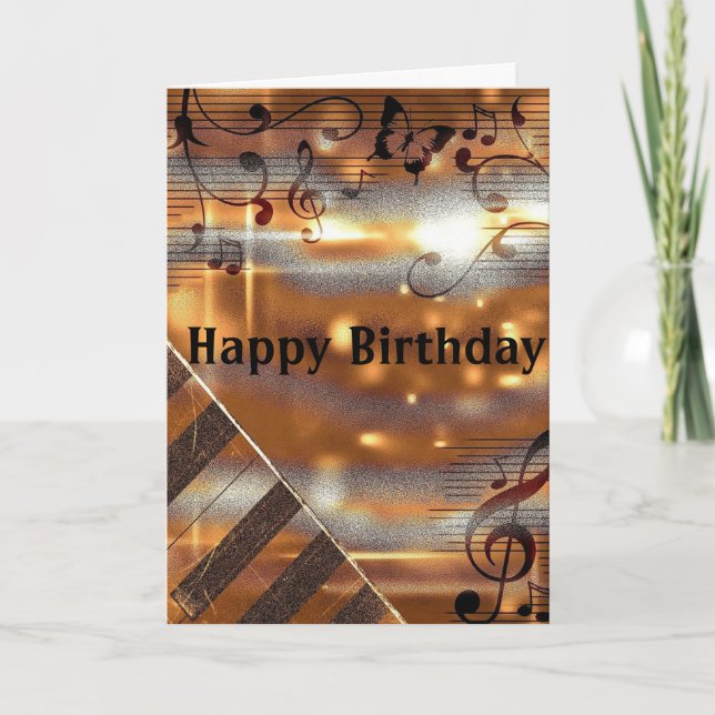 Brown Clef Lakan Music Piano Birthday Kort (Framsida)