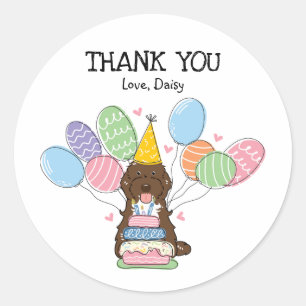 Brown Cockapoo Cavapoo Birthday Favor Tagcker Runt Klistermärke