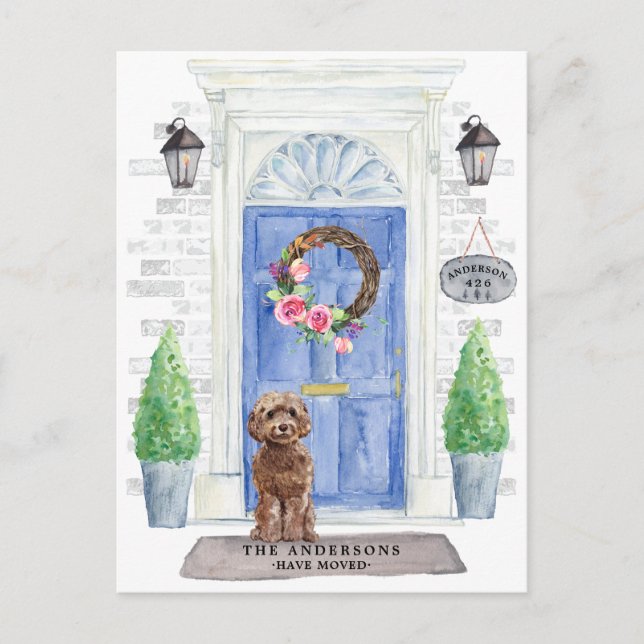 Brown Cockapoo Flytta Announcement Postcard Vykort (Framsida)
