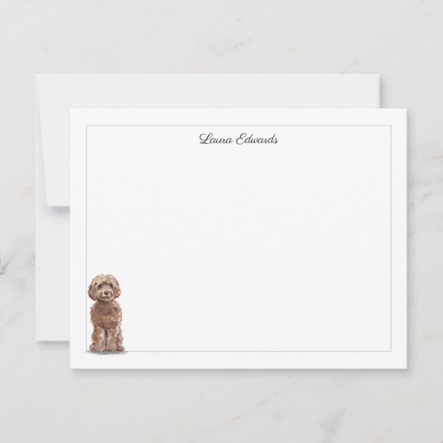 Brown Cockapoo Grått Gräns Personlig Anteckningskort (Framsida)