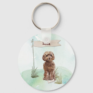 Brown Cockapoo-Grattisar på New Hund Nyckelring