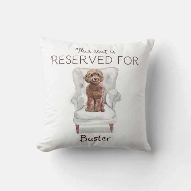 Brown Cockapoo Reserved för Hund Namn  Kudde (Framsida)