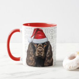 Brown Cocker Spain Hund Santa Woof jul Mugg