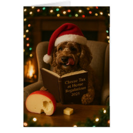 Brown Cockerpoo 'Cheese Tax' Christmas card Hälsningskort
