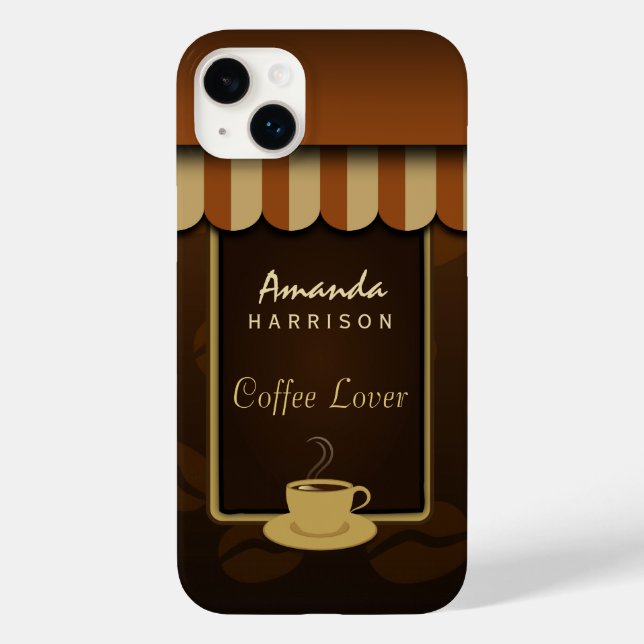 Brown Coffee Älskare Cafe Shop Front Awnings Tuff (Baksida)