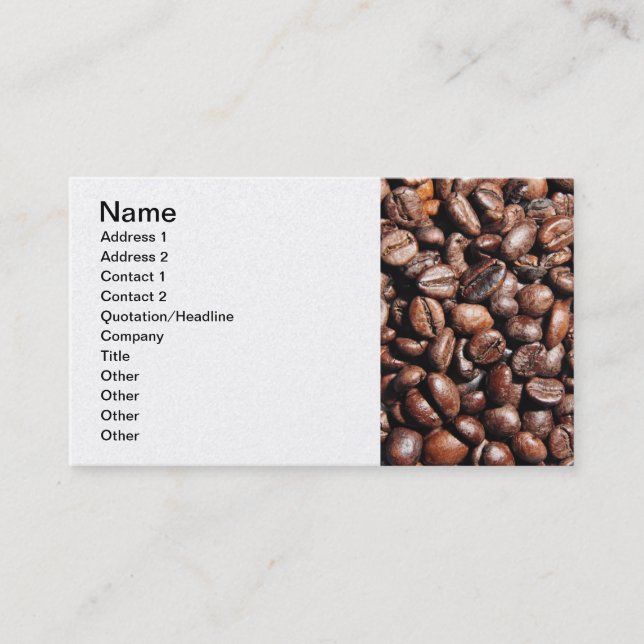 BROWN COFFEE BEANS PHOTOGRAPHY BAKGRUND MAT VISITKORT (Framsida)