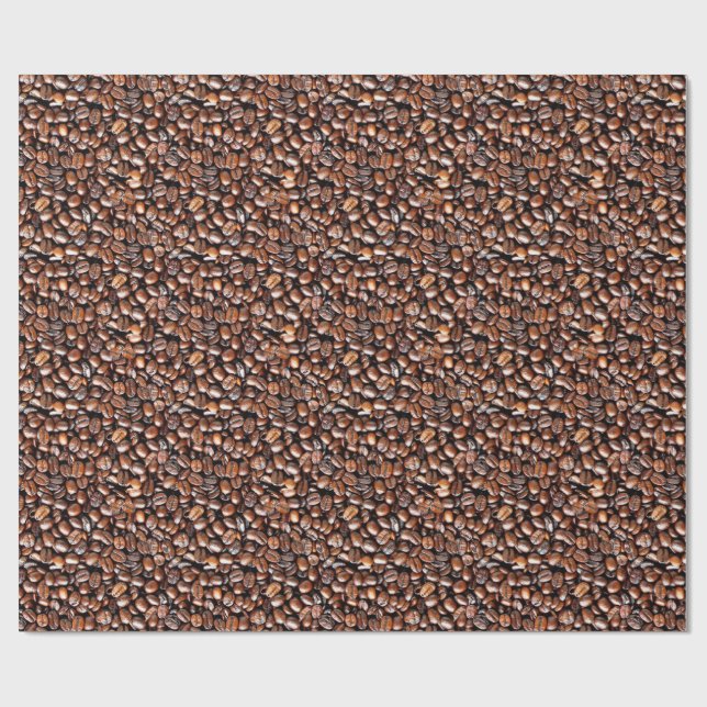 Brown Coffee Beans Tiled Mönster Presentpapper (Platt)