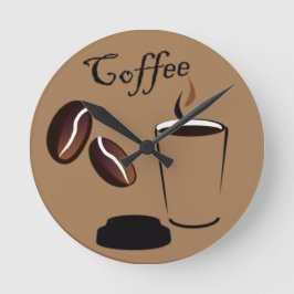 Brown Coffee Clock Rund Klocka