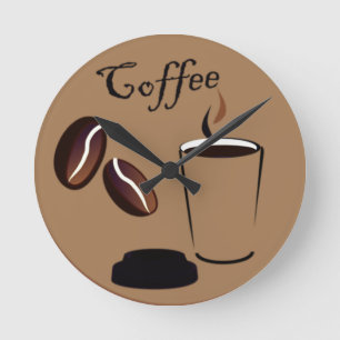 Brown Coffee Clock Rund Klocka