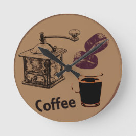 Brown Coffee Clock Rund Klocka