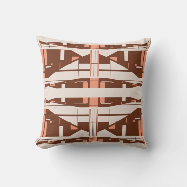 Brown Coral Beige Mediterranean Mosaic Abstrakt Kudde (Framsida)