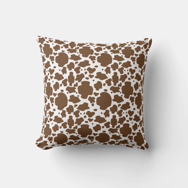 Brown Cow Spots Faux Cowhide Mönster Kudde (Framsida)