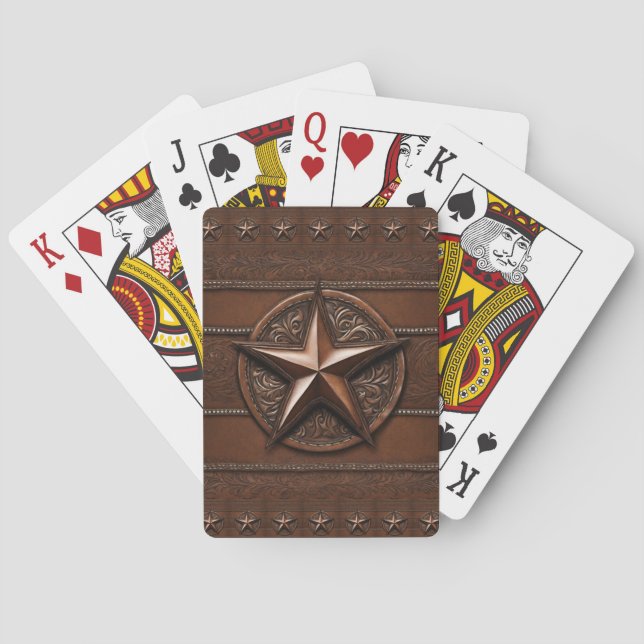 Brown Cowboy Rustic Westernare Land Texas Star Casinokort (Baksidan)