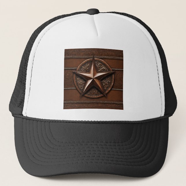 Brown Cowboy Rustic Westernare Land Texas Star Keps (Framsida)