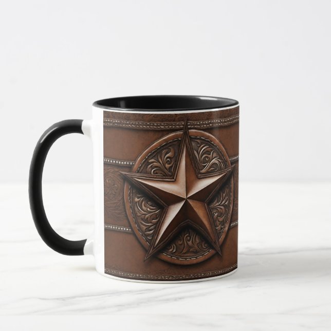 Brown Cowboy Rustic Westernare Land Texas Star Mugg (Vänster)