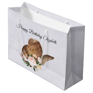 Brown Cowgirl Hat med Rosa Flowers Birthday