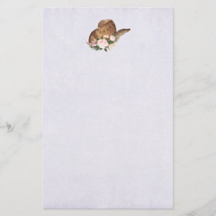 Brown Cowgirl Hat med Rosa Flowers Brevpapper