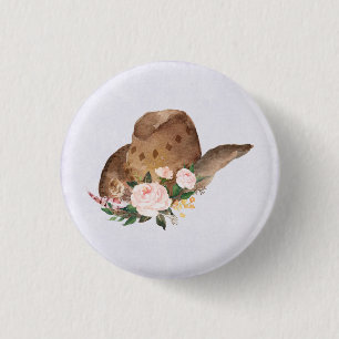 Brown Cowgirl Hat med Rosa Flowers Knapp