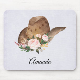 Brown Cowgirl Hat med Rosa Flowers Musmatta