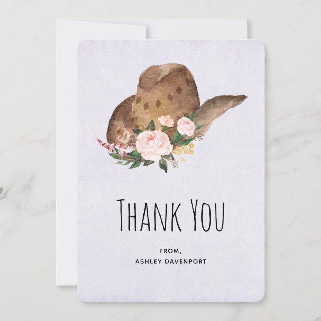 Brown Cowgirl Hat med Rosa Flowers Tack (Framsida)