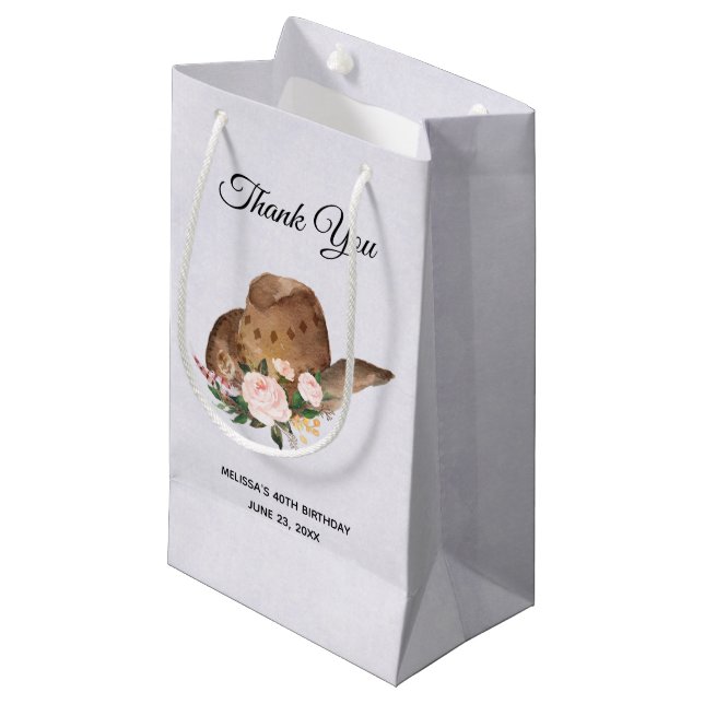 Brown Cowgirl Hat med Rosa Flowers Tack (Framsidan Vinklad)