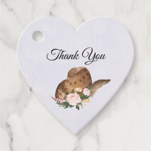 Brown Cowgirl Hat med Rosa Flowers Tack Gåvor Etiketter