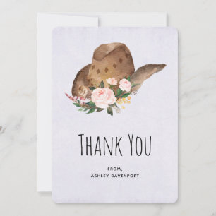 Brown Cowgirl Hat med Rosa Flowers Tack Kort