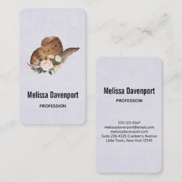 Brown Cowgirl Hat med Rosa Flowers Visitkort