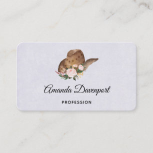 Brown Cowgirl Hat med Rosa Flowers Visitkort