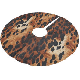 Brown Cowhide Julgransmatta Borstad Polyester