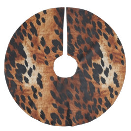 Brown Cowhide Julgransmatta Borstad Polyester