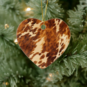 Brown Cowhide Julgransprydnad Keramik