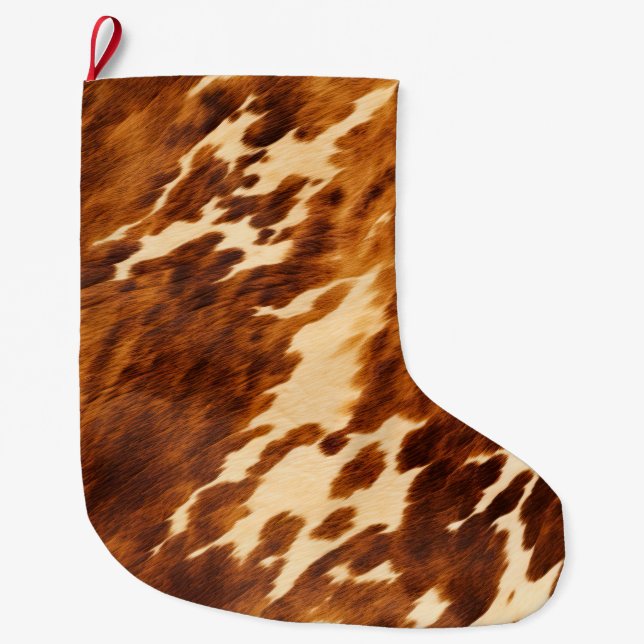 Brown Cowhide Stor Julstrumpa (Framsidan)