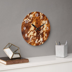 Brown Cowhide Stor Klocka
