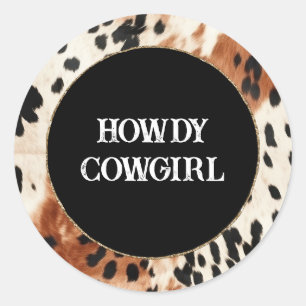 Brown Cream Animal Cowhide Runt Klistermärke