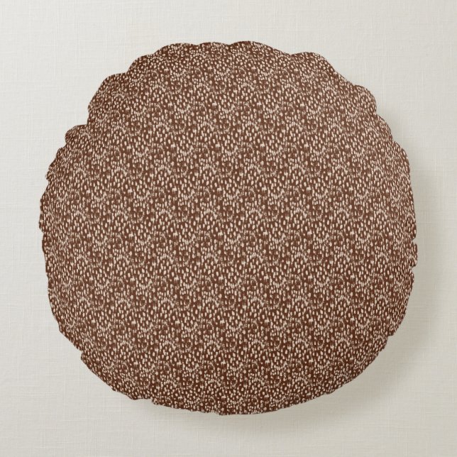 Brown Cream Beige Abstract Pattern Rund Kudde (Framsidan)