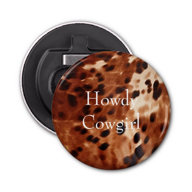 Brown Cream Black Cowhide Flasköppnare (Framsidan)