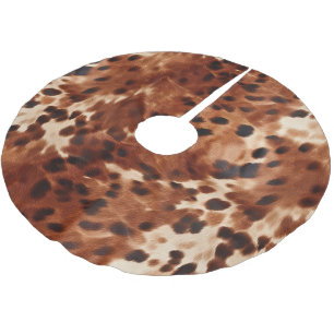 Brown Cream Black Cowhide Julgransmatta Borstad Polyester