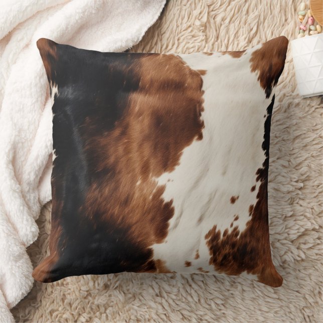 Brown Cream Black Southwest Cowhide Kudde (Filt)