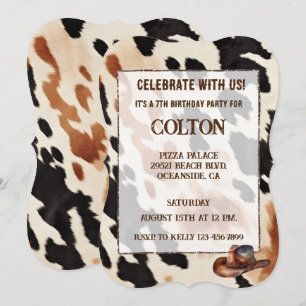 Brown Cream Black Western Cowhide Inbjudningar