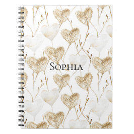 Brown Cream Boho Hearts Anteckningsbok